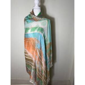 Lullie Wallace Watercolor Scarf 45"x 84" approx